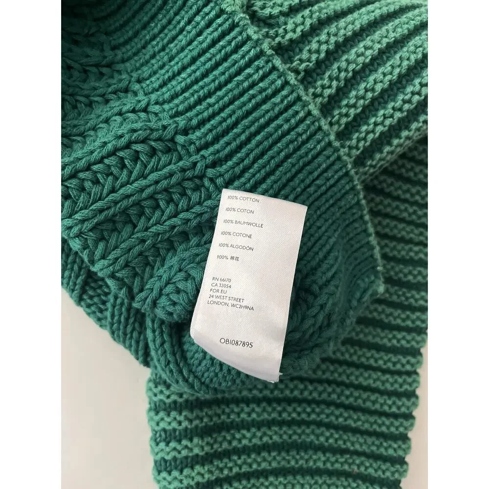 Free People Sweater Womens XS Green Cable Knit Mock Neck Cropped Cotton Raglan
